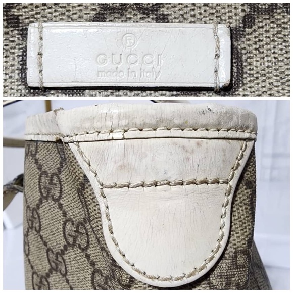 Authentic GUCCI GG Coated Canvas Joy Medium Tote Bag Beige/White - Picture 6 of 16